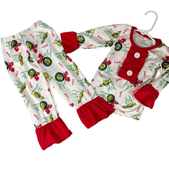 Infant Girls Dr. Seuss “The Grinch” Christmas 2-Piece Outfit – Size 3–6 Months - Picture 2 of 10